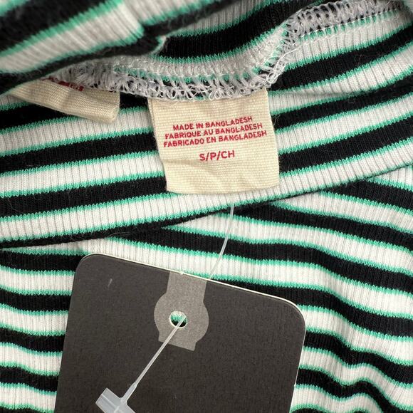 Levi’s Cropped Striped Turtleneck Top – Size Small – Black & White, Green - Picture 5 of 6